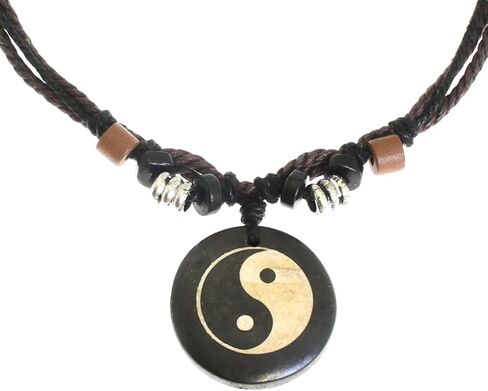 Surfer Cord Necklace with Carved Bone Pendant - Fully Adjustable in Kuwait