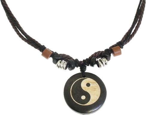 Surfer Cord Necklace with Carved Bone Pendant - Fully Adjustable in Kuwait