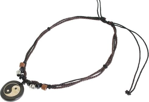 Surfer Cord Necklace with Carved Bone Pendant - Fully Adjustable in Kuwait