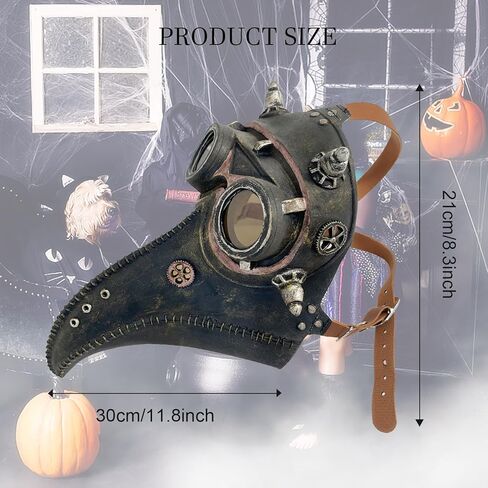 قناع الهالوين من IKIJM: قناع طبيب الطاعون - منقار الأنف الطويل التأثيري Steampunk للهالوين زي الدعائم لحفلات المهرجانات للبالغين قناع تنكر in Kuwait