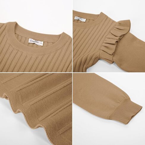 Danna Belle Girls Sweater Dress Lantern Sleeve Ruffled Fall Winter Dresses 5-12Y in Kuwait