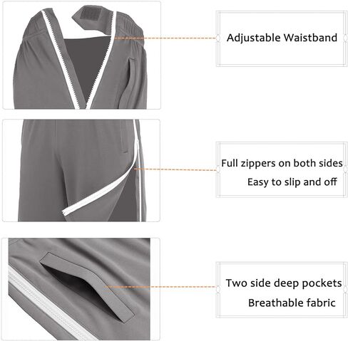 Deyeek سراويل قصيرة للرجال بسحابات جانبية وأرجل قصيرة لكرة السلة قصيرة مفتوحة بالكامل بعد الجراحة سراويل Tearaway in Kuwait