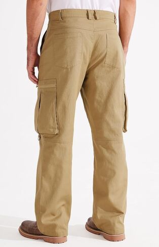 Libin Men's Loose-Fit Cargo Pants Retro Twill Casual Pants Wide Leg Cotton Jeans Work Pants with Pockets in Saudi Arabia