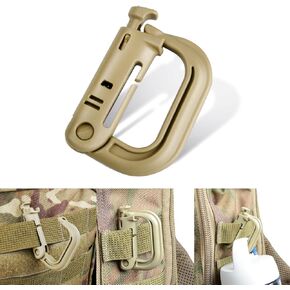 DYZD Tactical Gear ABS Plastic Molle D Ring Shape Buckle, Super-Handy Spring Snap Key Chain Clip Hook Screw Lock Buckle(4PCS)