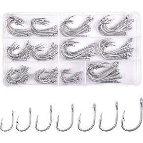 Fishing Hooks Saltwater Circle Hooks Kit, 110pcs Stainless Steel Hooks 3X-Strong Live Bait Hooks Catfish Hooks Sharp Saltwater Fishing Hooks in Kuwait