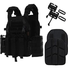 Tuxapo Tactical MOLLE Vests with Triple mag Pouch and Side Cummerbund Pouches, Quick Release Vests for Men