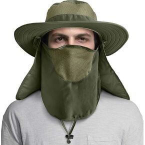 LCZTN UPF 50+ Sun Protection Cap Wide Brim Fishing Hat with Face & Neck Flap