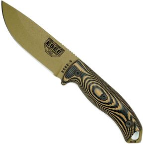 ESEE-5 1095 Carbon Steel, Black Kydex Sheath (Black Blade, Gray/Black G10 3D Handle)