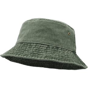 Bucket Hat, Wide Brim Washed Denim Cotton Outdoor Sun Hat Flat Top Cap for Fishing Hiking Beach Sports