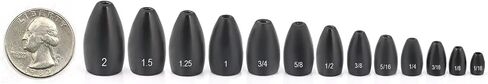 Fishfun Tungsten Flipping Fishing Weights, Sizes Engraved Worm Sinkers for Bass Fishing, Multiple Pack Options, 1/8 oz, 3/16 oz, 1/4 oz, 3/8 oz, 1/2 oz in Saudi Arabia
