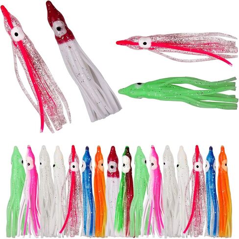 Fishing Lures Squid Skirts Octopus Lures Soft Plastic Trolling Skirt Lure Kit Saltwater Fishing Bait for Bass Trout in Kuwait