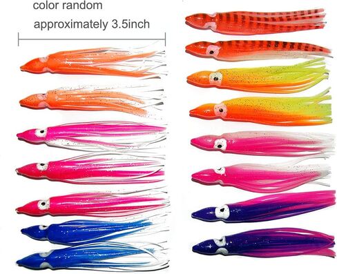 Fishing Lures Squid Skirts Octopus Lures Soft Plastic Trolling Skirt Lure Kit Saltwater Fishing Bait for Bass Trout in Kuwait