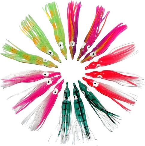 Fishing Lures Squid Skirts Octopus Lures Soft Plastic Trolling Skirt Lure Kit Saltwater Fishing Bait for Bass Trout in Kuwait