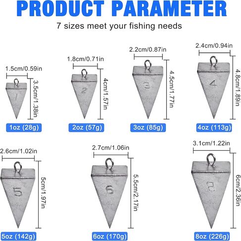 Pyramid Sinkers Fishing Weights Sinkers Saltwater Surf Fishing Weights Pyramid Weights Ocean Saltwater Fishing Gear Tackle 1oz 2oz 3oz 4oz 5oz 6oz 8oz in Saudi Arabia
