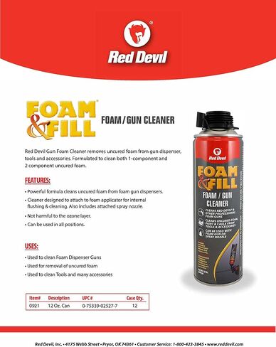 Red Devil 0921 Fill Foam Gun Cleaner, Clear, 12 Pack in Saudi Arabia