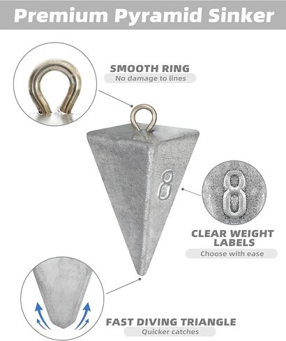 BLUEWING Pyramid Sinkers Lead Fishing Weights 1oz,2oz,3oz,5oz,8oz,10oz,12oz,16oz,32oz for Saltwater in Kuwait