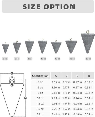 BLUEWING Pyramid Sinkers Lead Fishing Weights 1oz,2oz,3oz,5oz,8oz,10oz,12oz,16oz,32oz for Saltwater in Kuwait