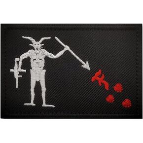 Taifeng Blackbeard Pirate Edward Teach 2x3.5 DEVGRU Navy Seals رقعة مطرزة عسكرية تكتيكية - مشبك تثبيت مدعوم بخطاف وحلقة (اللون-A)، 90x50 in Kuwait