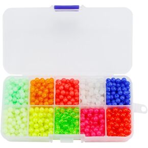 1000 Pcs/Box Fishing Beads Luminous Glow Assorted Beads Round Fishing Bait Eggs for Outdoor Fishing Bait