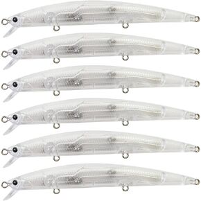 طعوم صيد غير مطلية من بومبايت، مجموعة طعوم صلبة فارغة مع عيون صيد ثلاثية الابعاد، طُعم فراغات لسمك القاروص والسلمون المرقط والوالي من 10 قطع in Kuwait