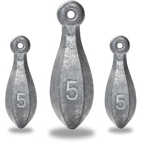 BLUEWING Bank Sinker 1LB/2LB/3LB/5LB/6LB Box Fishing Weights Sinkers Saltwater Bullet Lead Weights Sinkers, 3oz,5oz,8oz,10oz,12oz,16oz,32oz