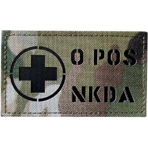 3.5x2 inch Infrared IR Medic Cross First Aid Patches POS NKDA Blood Type Tactical Patch (B+POS)
