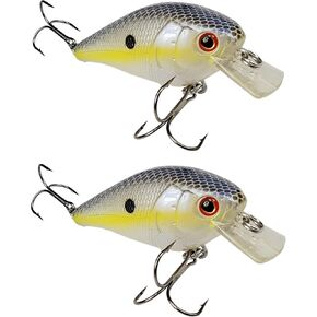 معالجة HD 2-Pack Square Bill Crankbait، 2.75 "Crankbaits خشخيشة الشفاه مع خطافات الصيد، طُعم صيد المياه العلوي لصيد الكرابي، العين رمادية فاتحة اللون، جثم، أو باس الصيد