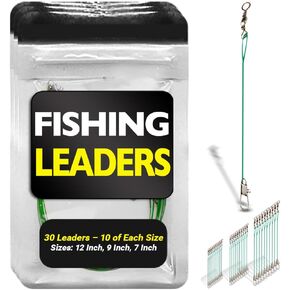 Fishing Leaders with Swivels Assortment – Fishing Leader Line for Fishing Rigs Saltwater & Freshwater – Steel Swivels and Strong – Fishing Tackle