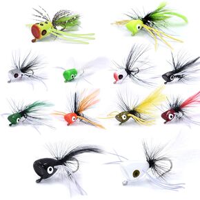 Fishing Flies Assortment Foam Popper Flies 10/12/16pcs Topwater Flies for for Bass & Panfish in Saudi Arabia