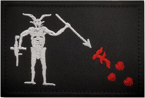 Taifeng Blackbeard Pirate Edward Teach 2x3.5 DEVGRU Navy Seals رقعة مطرزة عسكرية تكتيكية - مشبك تثبيت مدعوم بخطاف وحلقة (اللون-A)، 90x50 in Kuwait