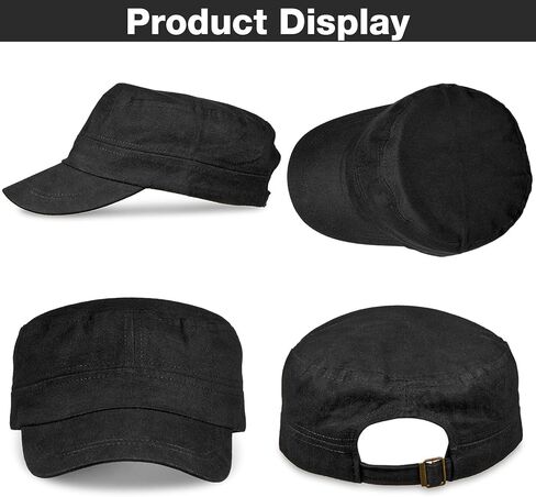 Syhood 3 Pieces Cadet Army Caps Adjustable Flat Caps Unisex Cadet Hat Military Army Hat in Kuwait
