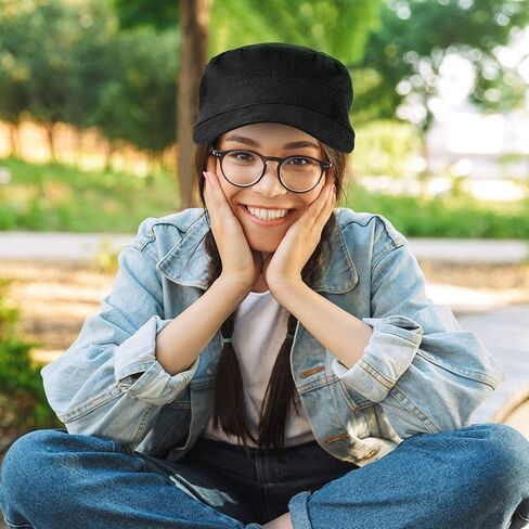 Syhood 3 Pieces Cadet Army Caps Adjustable Flat Caps Unisex Cadet Hat Military Army Hat in Kuwait