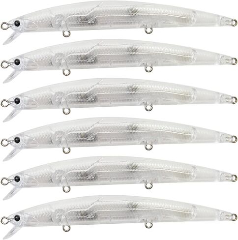 طعوم صيد غير مطلية من بومبايت، مجموعة طعوم صلبة فارغة مع عيون صيد ثلاثية الابعاد، طُعم فراغات لسمك القاروص والسلمون المرقط والوالي من 10 قطع in Kuwait