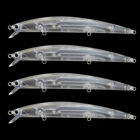 طعوم صيد غير مطلية من بومبايت، مجموعة طعوم صلبة فارغة مع عيون صيد ثلاثية الابعاد، طُعم فراغات لسمك القاروص والسلمون المرقط والوالي من 10 قطع in Kuwait