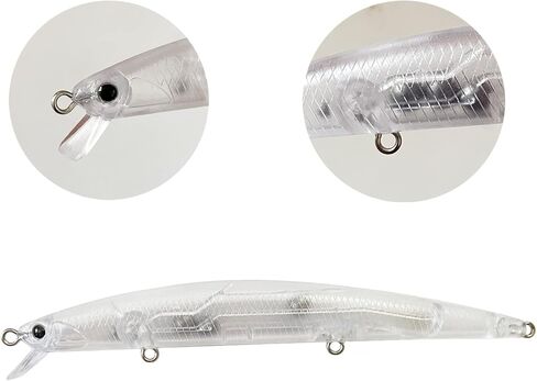 طعوم صيد غير مطلية من بومبايت، مجموعة طعوم صلبة فارغة مع عيون صيد ثلاثية الابعاد، طُعم فراغات لسمك القاروص والسلمون المرقط والوالي من 10 قطع in Kuwait