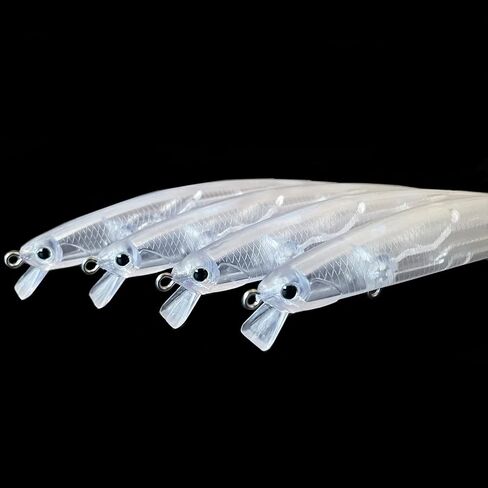 طعوم صيد غير مطلية من بومبايت، مجموعة طعوم صلبة فارغة مع عيون صيد ثلاثية الابعاد، طُعم فراغات لسمك القاروص والسلمون المرقط والوالي من 10 قطع in Kuwait