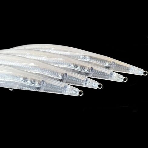 طعوم صيد غير مطلية من بومبايت، مجموعة طعوم صلبة فارغة مع عيون صيد ثلاثية الابعاد، طُعم فراغات لسمك القاروص والسلمون المرقط والوالي من 10 قطع in Kuwait