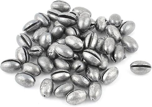 uxcell Egg Lead Fishing Weights Sinkers, 50Pcs 0.4" x 0.2" Line Tackle Fishing Weights Oval Shape Split Shots Sinkers for Saltwater Freshwater Fishing in Saudi Arabia