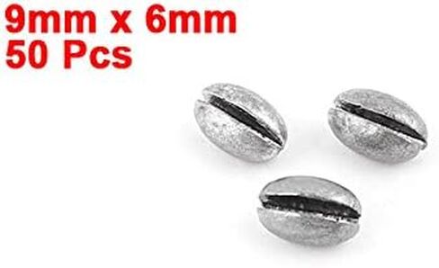 uxcell Egg Lead Fishing Weights Sinkers, 50Pcs 0.4" x 0.2" Line Tackle Fishing Weights Oval Shape Split Shots Sinkers for Saltwater Freshwater Fishing in Saudi Arabia