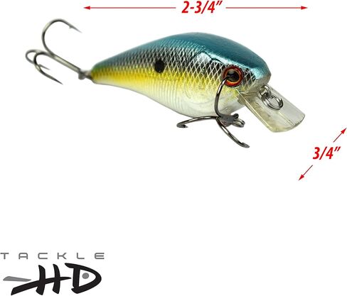 Tackle HD 2-Pack Square Bill Crankbait, 2.75" Lipped Rattle Crankbaits with Fishing Hooks, Top Water Fishing Lures for Crappie, Walleye, Perch, or Bass Fishing in Kuwait