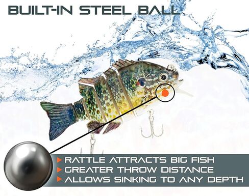 طعوم سباحة صن رايز أنجلر متعددة المفاصل | طُعم السباحة الغارق لصيد سمك السلمون المرقط في المياه العذبة والمياه المالحة in Kuwait