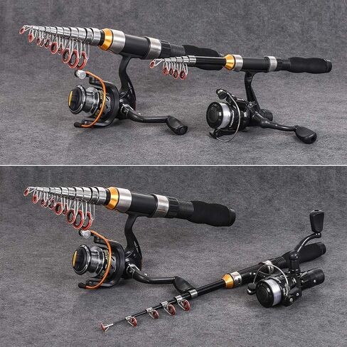 Mekek تلسكوبي الصيد رود 1.0 متر-2.3 متر الصيد رود الزجاج قضيب سوبر قصيرة صغيرة باس الطعم صب الصيد رود عدة للمياه المالحة المياه العذبة in Kuwait