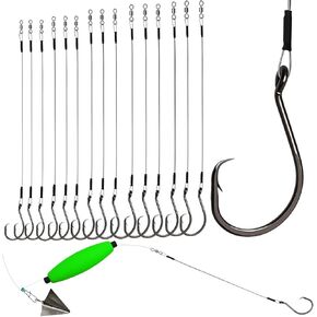 Dovesun Circle Hooks Fishing Hooks Saltwater Freshwater Catfish Hooks 2/0 4/0 6/0 8/0 10/0 30PCS/20PCS Pre-Rigged Circle Hooks Wire Leader