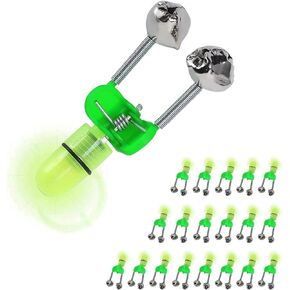 KIMROO Fishing Bite Alarm Night LED Light Rod Tip with Twin Bells Fishing Tackle Light Clip Indicator On Fishing Rod