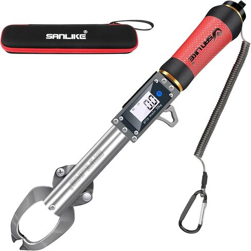 SANLIKE Fish Gripper with Digital Fish Scale 55LBS Stainless Steel Fish Lip Gripper Scale, HD Large Display, Waterproof & Saltwater-Resistant, 360 Degree Spinning Claws Professional Fish Holder Tool in Saudi Arabia
