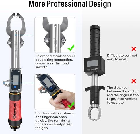 SANLIKE Fish Gripper with Digital Fish Scale 55LBS Stainless Steel Fish Lip Gripper Scale, HD Large Display, Waterproof & Saltwater-Resistant, 360 Degree Spinning Claws Professional Fish Holder Tool in Saudi Arabia