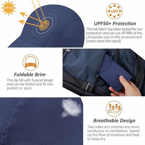 GADIEMKENSD Mens Folding Outdoor Hat Long Brim UPF 50+ Sun Protection in Kuwait