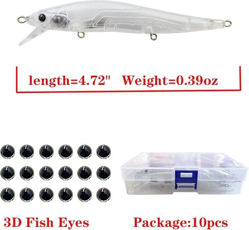 طعوم صيد فارغة من بومبايت، 10 قطع من طعوم الصيد غير المطلية بتصميم فراغات طُعم كرنكبيت، طُعم سائب فارغ لسمك القاروس والسلمون المرقط والوالي مع عيون صيد ثلاثية الابعاد in Kuwait