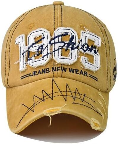 Washed Baseball Cap for Men Women Adjustable Distressed Denim Hat Dad Hat Trucker Hat in Kuwait