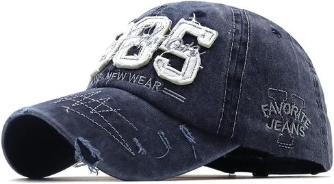 Washed Baseball Cap for Men Women Adjustable Distressed Denim Hat Dad Hat Trucker Hat in Kuwait